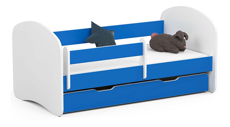 Dětská postel Pranshi (modrá) (s matrací)