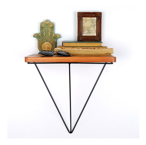 Dekorativní nástěnná police Duvelo 7 (ořech + černá)