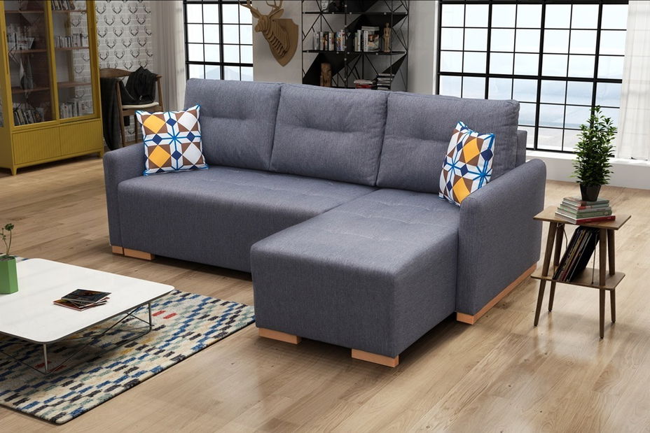 Rohová sedací souprava Xuan (tmavě šedá) (P)