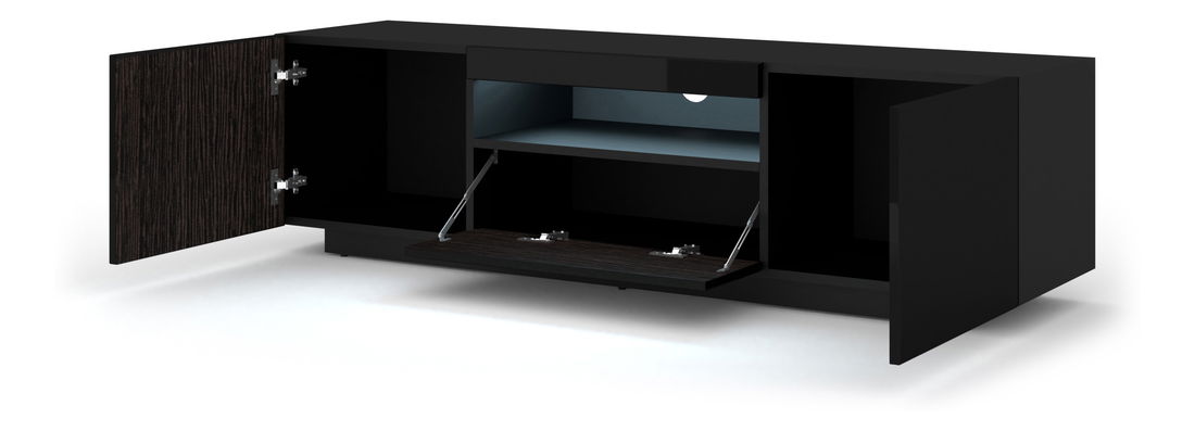 TV stolek/skříňka Aurinko 150 (lesklá černá) (s osvětlením)