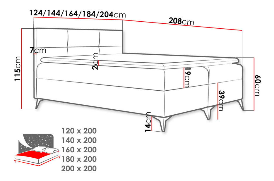 Jednolůžková postel 120 cm Despedira (černá)
