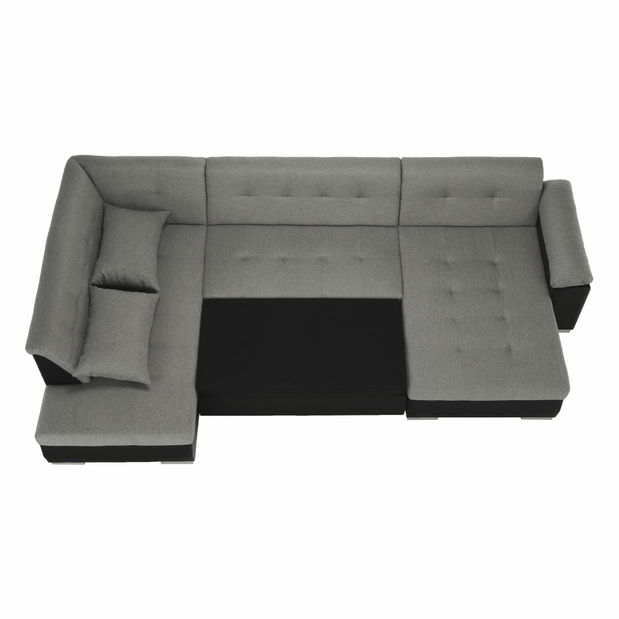 Rohová sedačka U Lemon U (černá + světle šedá) (L)