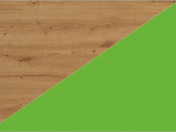 Patrová postel 90 cm Vivian (L) (s roštem) (dub artisan + zelená)