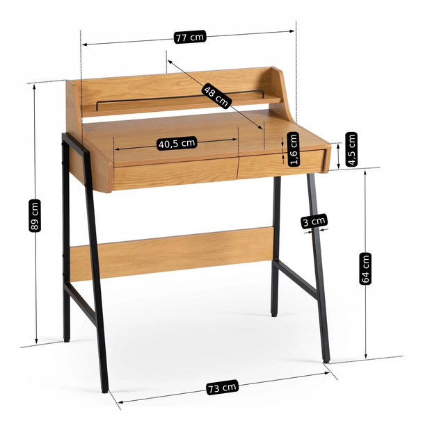 Psací stolek Propulsor (dub + černá)