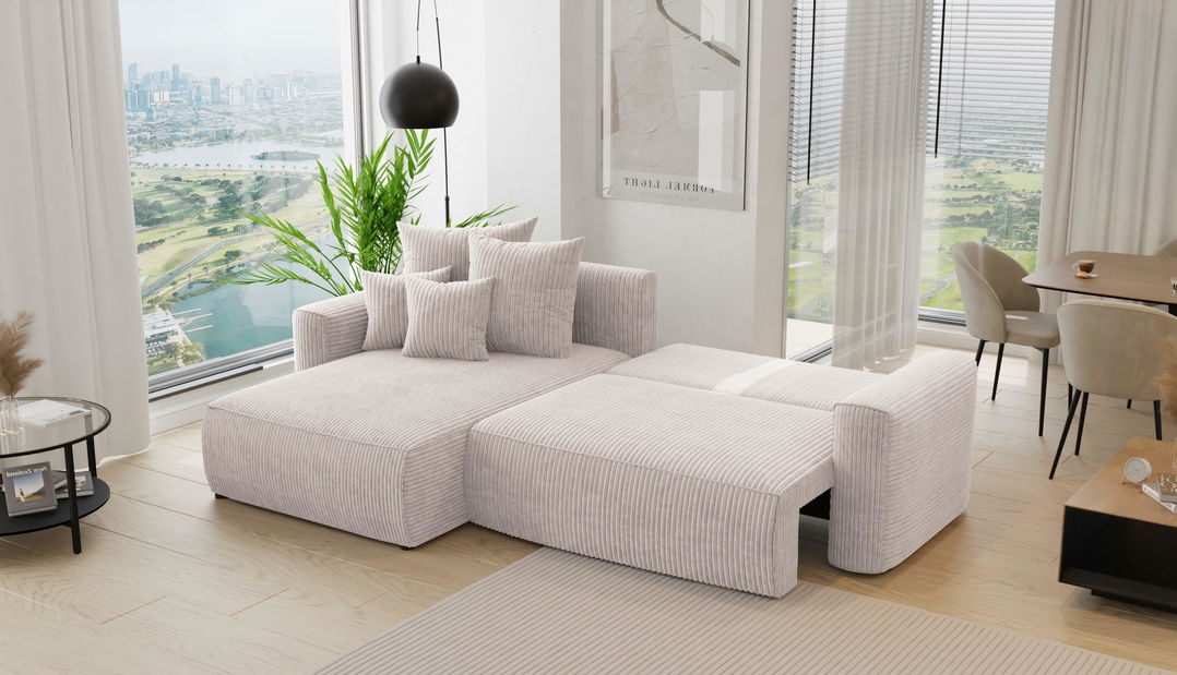 Rohová sedačka Baria (L) (mléčná)