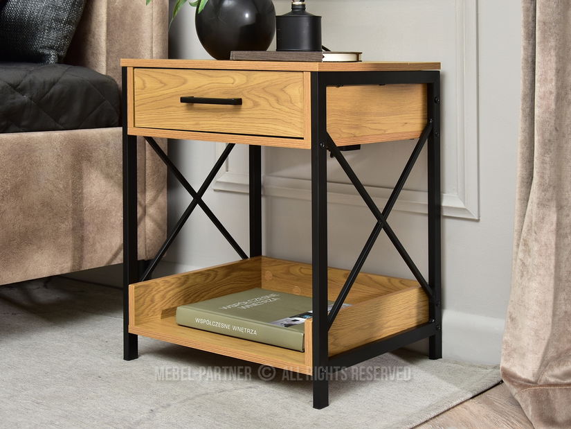 Noční stolek Torry (dub + černá)