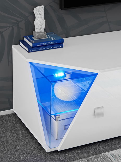 TV stolek/skříňka Eldon 29 WW EE RTV (bílá + vysoký lesk bílý)