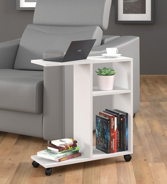 Příruční stolek na kolečkách Tros (bílá)