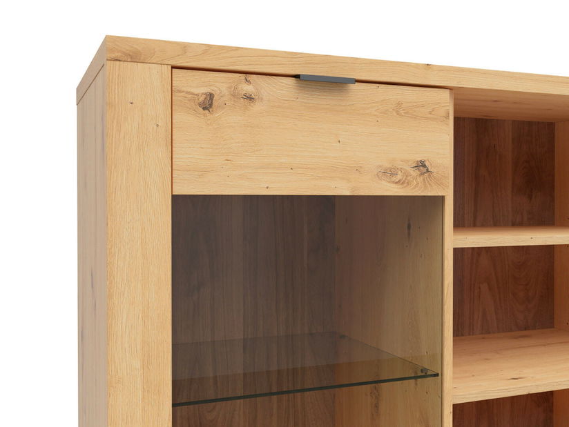 Vitrína BRW Ostia REG1D1W2S/15/10 (dub artisan + dub černý)