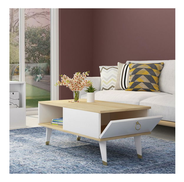 Konferenční stolek Papina (dub safírový + bílá)