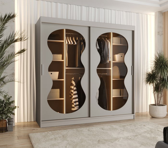 Šatní skříň 200 cm Boomer 3 (kašmír) (s osvětlením)