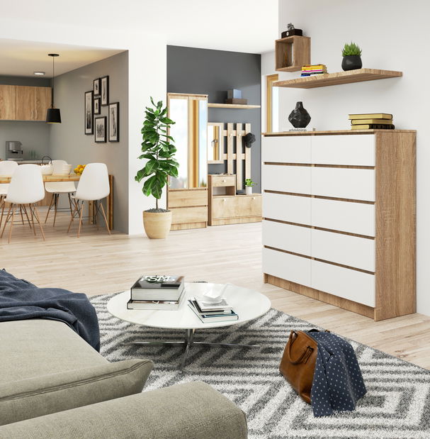 Komoda Kapil III (dub sonoma + bílá)