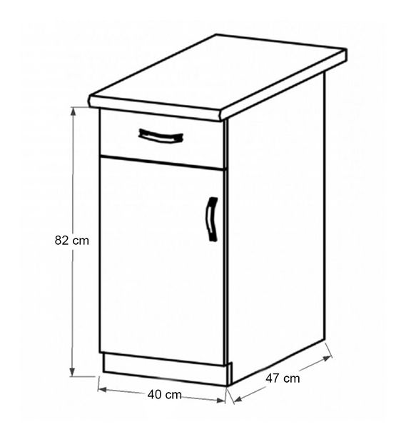 Dolní kuchyňská skříňka D40S1 Provense (bílá + sosna andersen) (L)