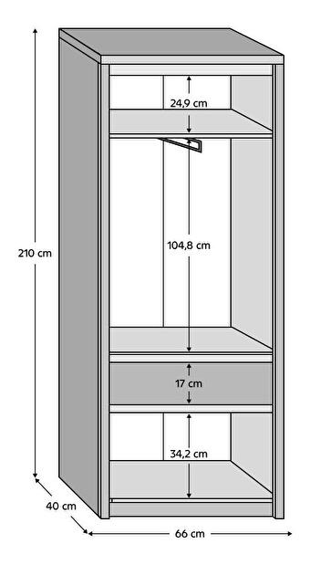 Šatní skříň Nordanas 22 (dub sonoma)