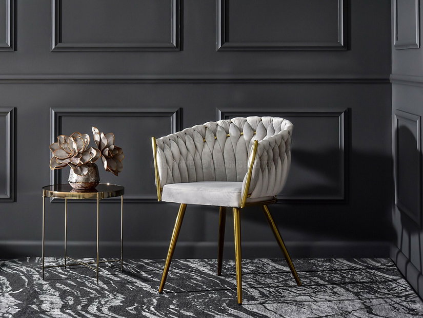 Jídelní židle Radio (šedá + zlatá)