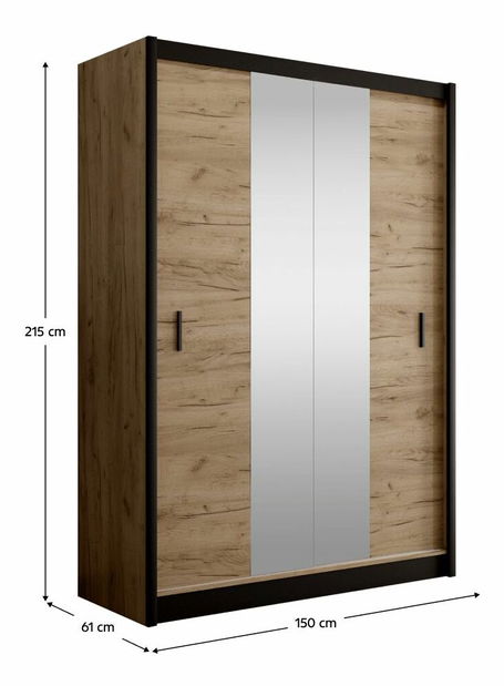 Šatní skříň CRAST (černá + dub CRAST)