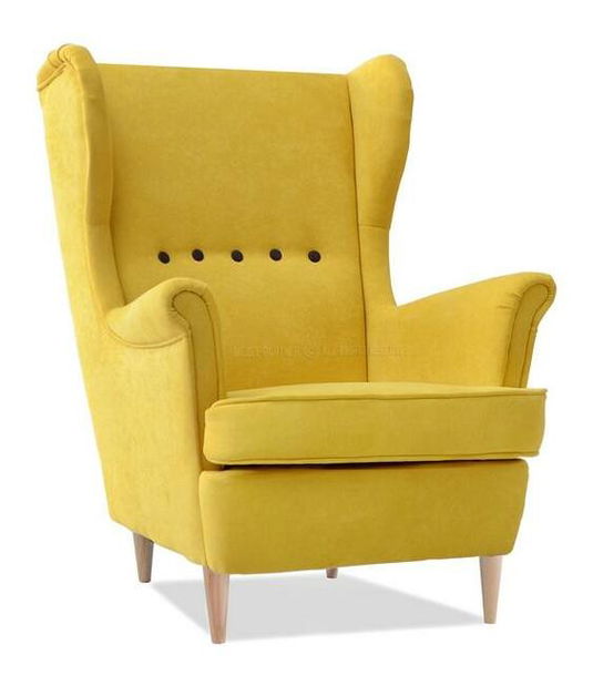 Křeslo ušák Margis (žlutá + ořech)