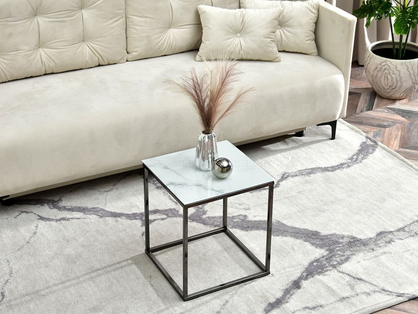 Konferenční stolek Bella S (bílý mramor + černá)