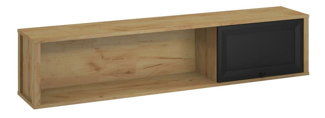 Závěsná police Bruselas (dub craft zlatý + černá)