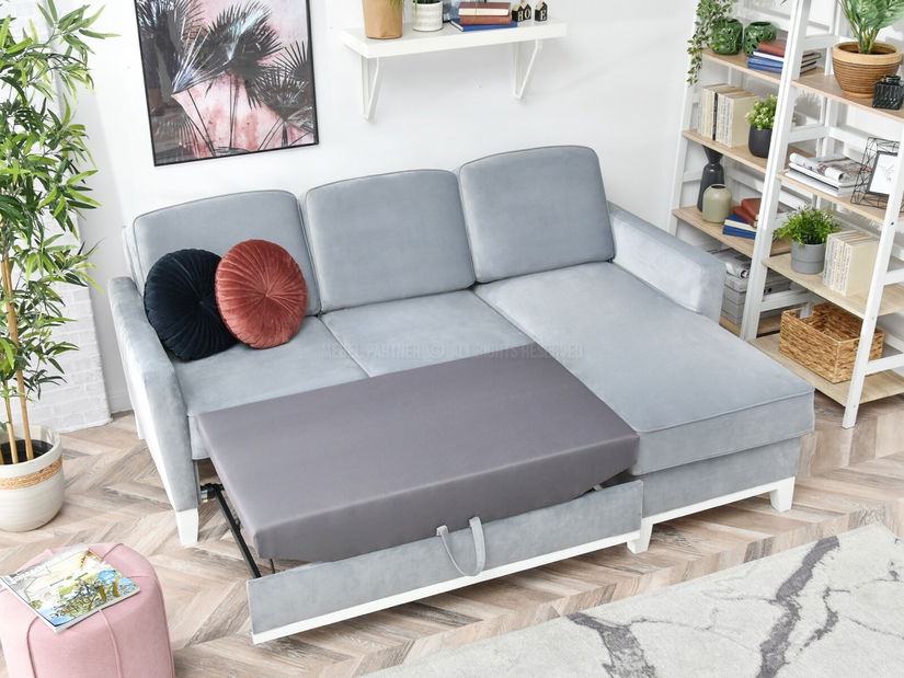 Rohová sedačka Biblioteca (šedá + bílá)