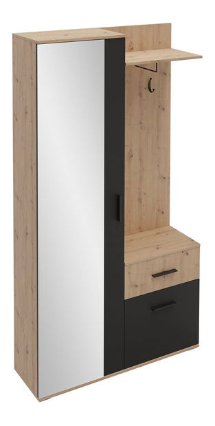Předsíň Cless (dub artisan + černá) (se zrcadlem) *bazar