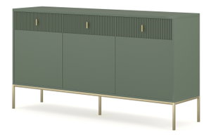 Komoda Magara 3D3S (kouřově zelená + zlatá)