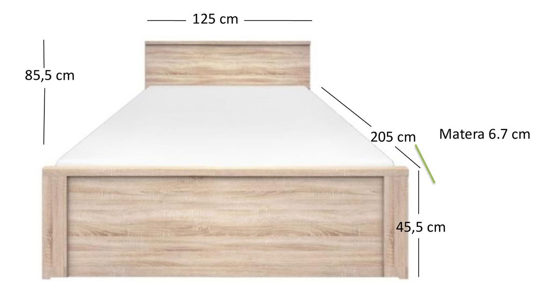 Manželská postel 120 cm Noella (dub sonoma) (bez roštu a matrace)