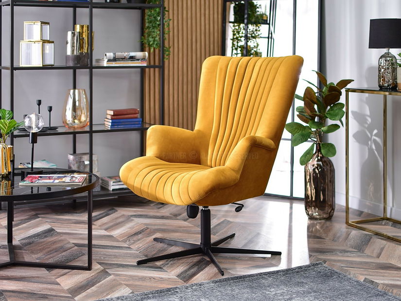 Relaxační křeslo Elesenta (medová + černá)