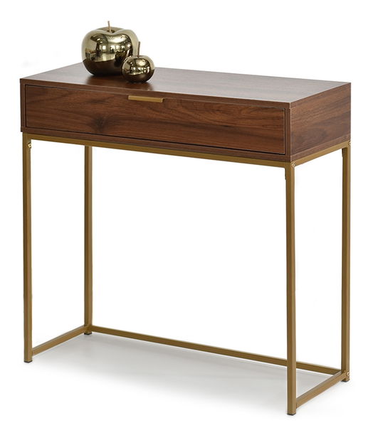 Konzolový stolek Norma M (ořech + zlatá)