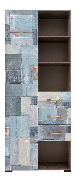 Policová skříň BRW Drago REG1D3S (vzor džíny)