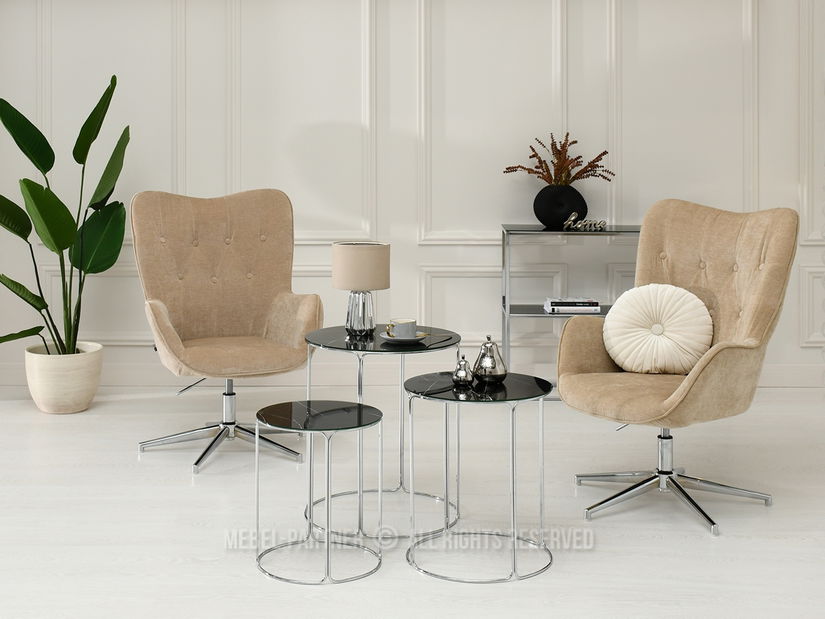 Konferenční stolek Belianni Zest (černý mramor + chromová)