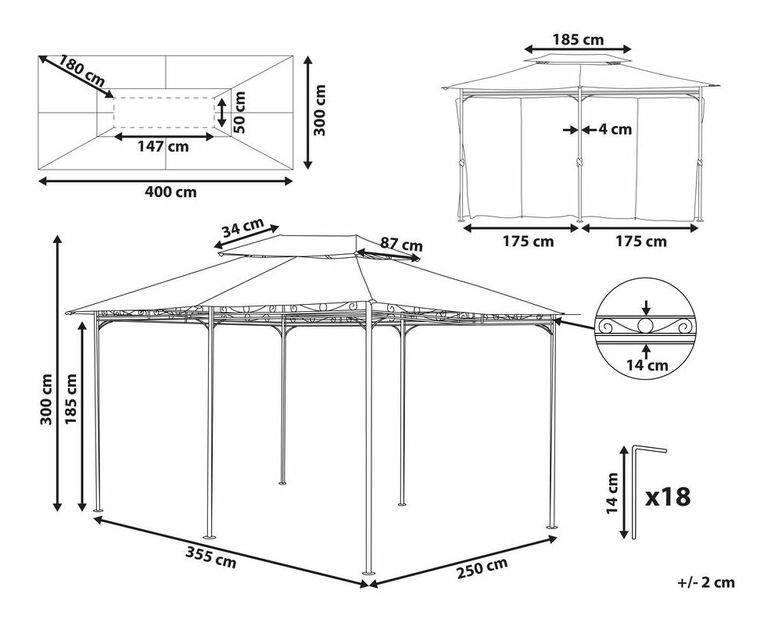 Zahradní altán CASILLO (béžová)
