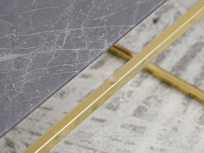 Konferenční stolek Bella M (šedý mramor + zlatá)