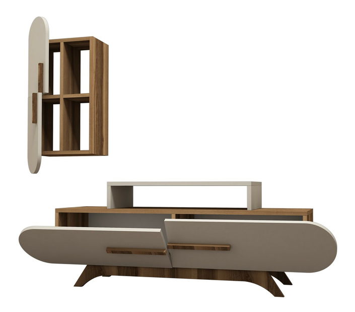 Obývací stěna Dolphie 2 (Ořech + Krémová)