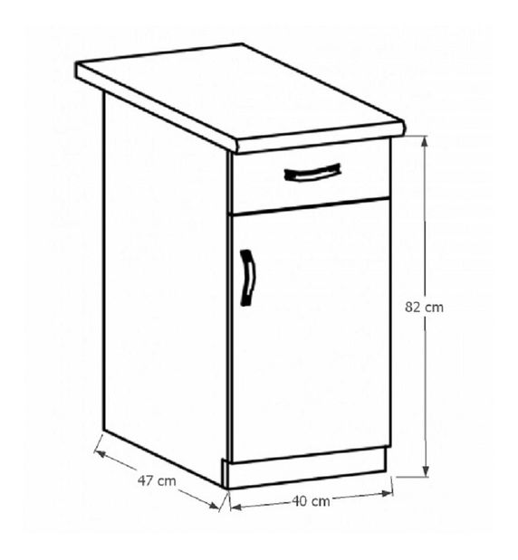 Dolní kuchyňská skříňka D40S1P Sillina (sosna andersen)