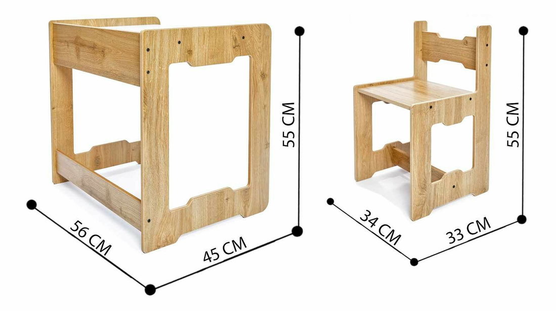 Set dětský stolek a židle Sease 2 (bílá + naturální)