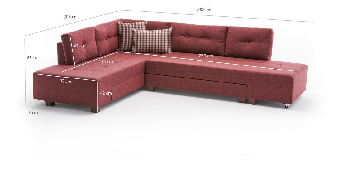 Rohová sedací souprava Madagascar (L) (Červená)