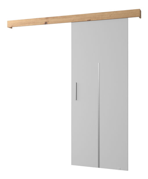 Posuvné dveře 90 cm Sharlene X (bílá matná + dub artisan + stříbrná)