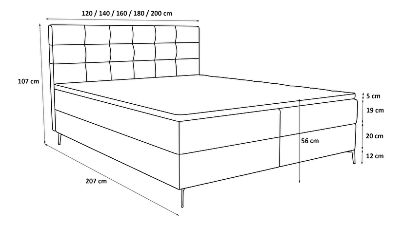 Jednolůžková postel 120 cm Infernus Comfort (terakota) (s roštem, s úl. prostorem)