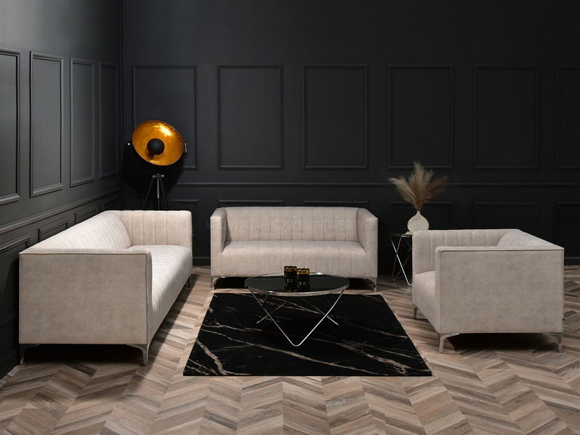 Pohovka trojsedačka Recalentada (písková + chrom)