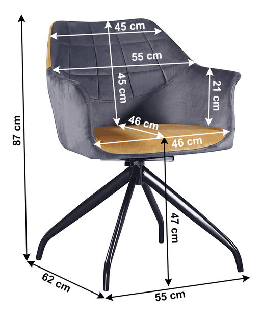 Otočné křeslo Sarkin (šedá + velbloud)