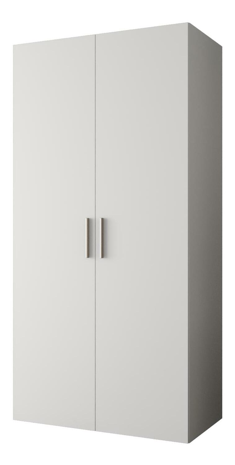 Šatní skříň 100 cm Borry 1 (bílá + stříbrná)