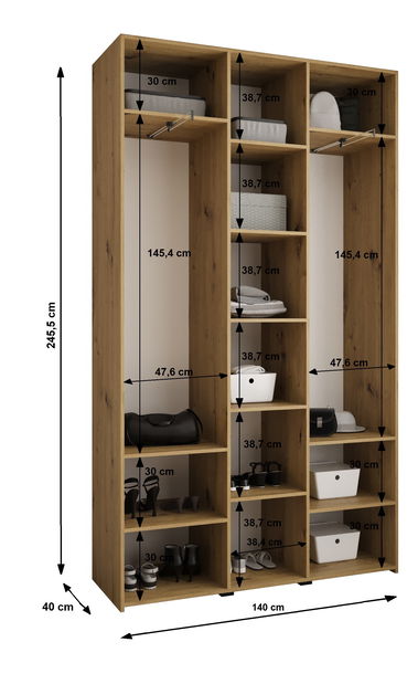 Šatní skříň 140 cm Carmela 40-1 (bílá + černá)