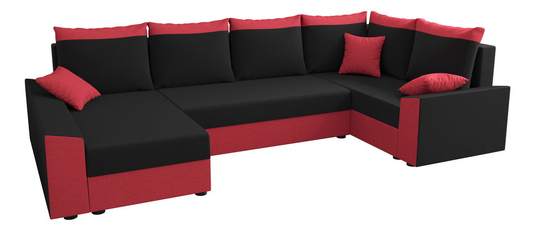 Rohová sedací souprava Paragon Long (červená + černá) (P)