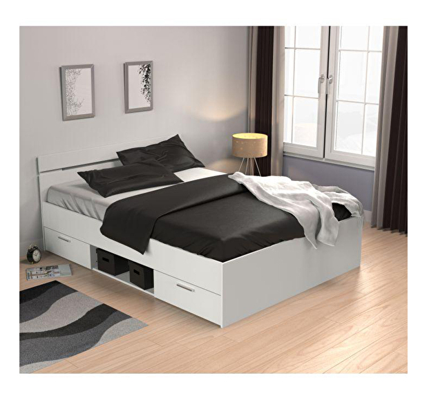 Manželská postel 160 cm Myriam (bílá) (bez matrace a roštu)