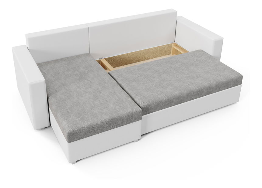 Rohová sedací souprava Hagoo (bílá + šedá) (L)