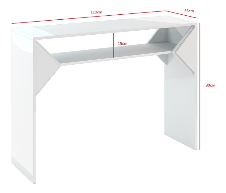 Konzolový stolek Tonfir (světle šedá + lesk bílý)