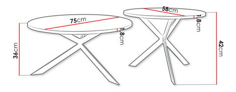 Set 2 konferenčních stolků Rokelas (černý molet + černá)