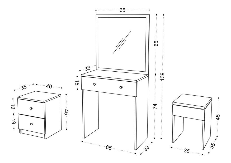 Toaletní stolek Nikki (Bílá)