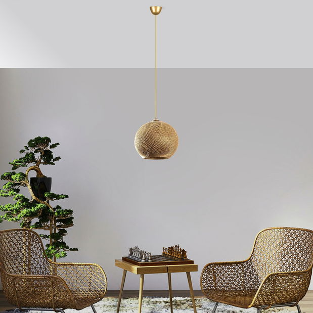 Stropní svítidlo Lungelonzza 1 (zlatá + hnědá)